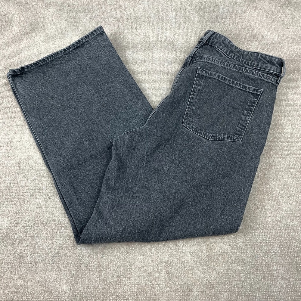 Old Navy Jeans Women 14 Gray Denim Cotton Stretch High Rise Medium Wash Wide Leg